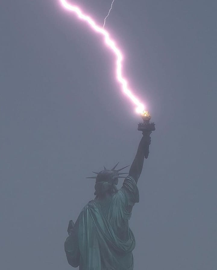 Statue of Liberty Struck by Lightning: A Mesmerizing Moment Captured